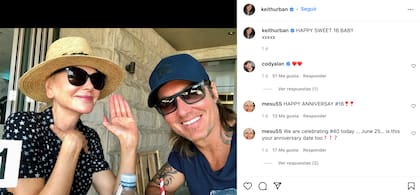 El posteo de Keith Urban con el que conmemoró su aniversario con Nicole Kidman