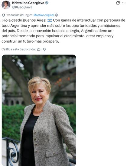 El posteo de Kristalina Georgieva