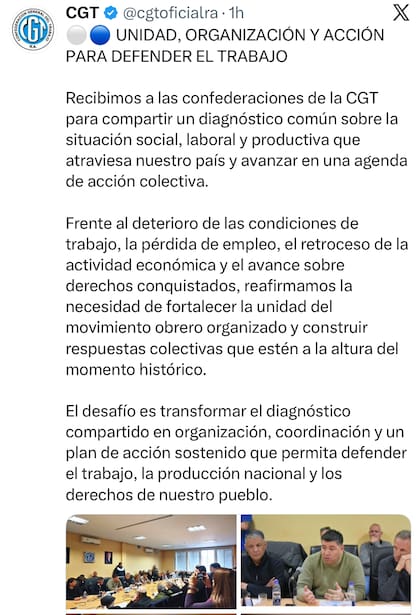 El posteo de la CGT