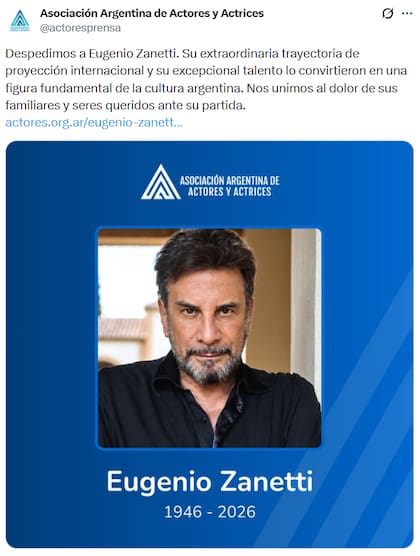 El posteo de la Asociación Argentina de Actores y Actrices