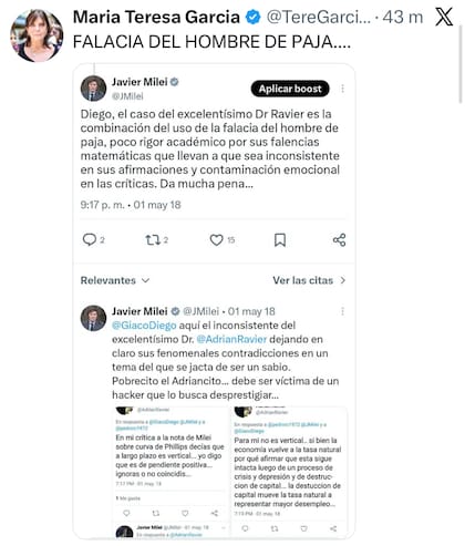 El posteo de la peronista Teresa García