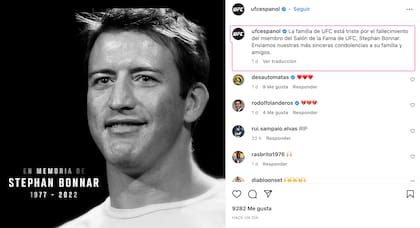 El posteo de la UFC para anunciar la muerte de Stephan Bonnar