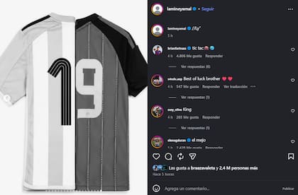 El posteo de Lamine Yamal con la camiseta argentina y española combinadas en un mismo número, el 19, que une su comienzo mundialista con el de Lionel Messi