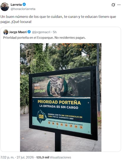 El posteo de Larreta en X