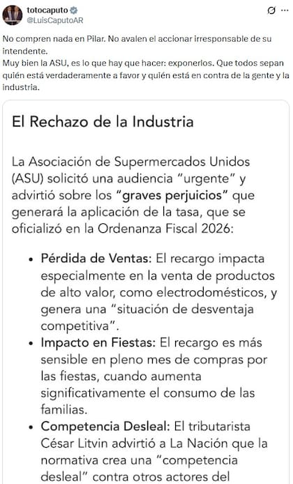 El posteo de Luis Caputo