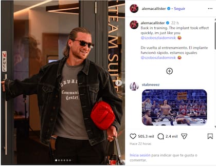 El posteo de Mac Allister en Instagram