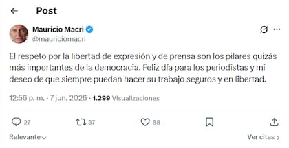 El posteo de Macri en X