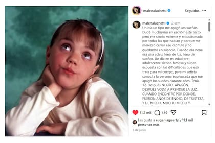 El posteo de Malena Luchetti