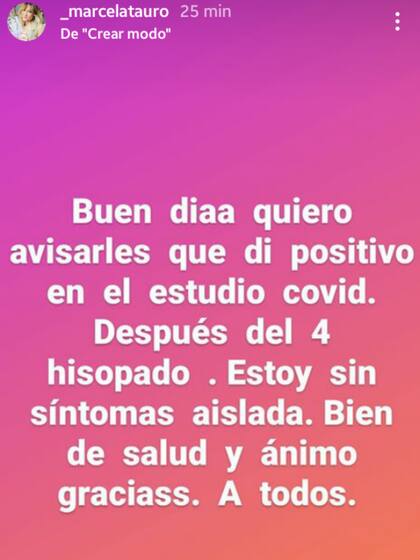 El posteo de Marcela Tauro en Instagram