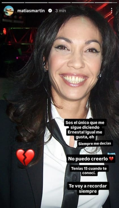 El posteo de Matías Martin sobre Ernestina Pais