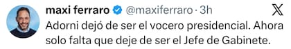 El posteo de Maximiliano Ferraro