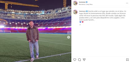 El posteo de Messi tras visitar el Camp Nou (Instagram: @leomessi)