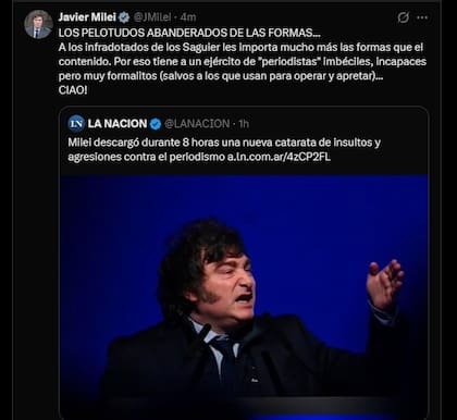 El posteo de Milei contra la nota de LA NACION