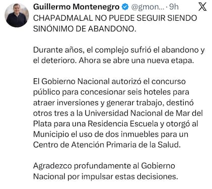 El posteo de Montenegro para celebrar la medida
