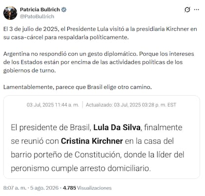 El posteo de Patricia Bullrich