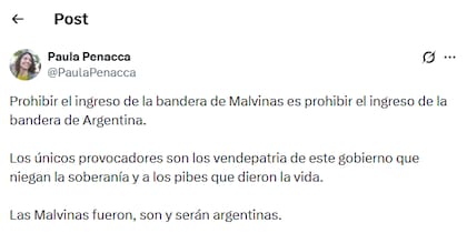 El posteo de Penacca en X