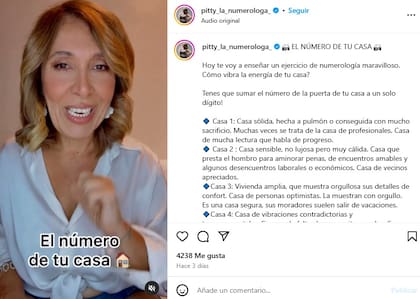 El posteo de Pitty sobre la numerología de tu casa