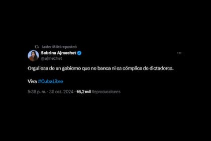 El posteo de Sabrina Ajmechet en X