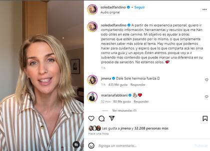 El posteo de Soledad Fandiño sobre su enfermedad