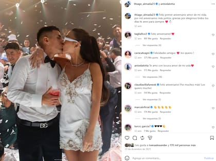 El posteo de Thiago y Antonella en su primer aniversario de casados