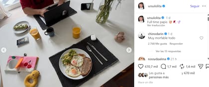 El posteo de Úrsula Corberó donde muestra sus últimos días familiares y el comentario que sumó Chino Darín