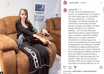El posteo de Vanesa Villagrán sobre su enfermedad
