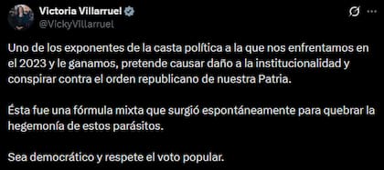 El posteo de Victoria Villarruel
