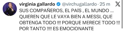 El posteo de Virginia Gallardo