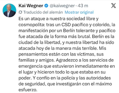 El posteo del alcalde de Berlín, Kai Wegner