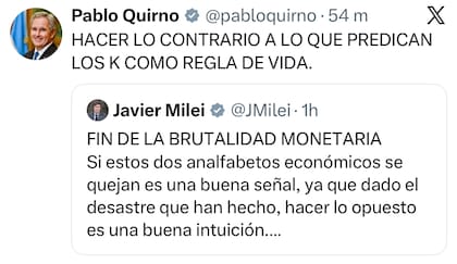 El posteo del canciller Quirno