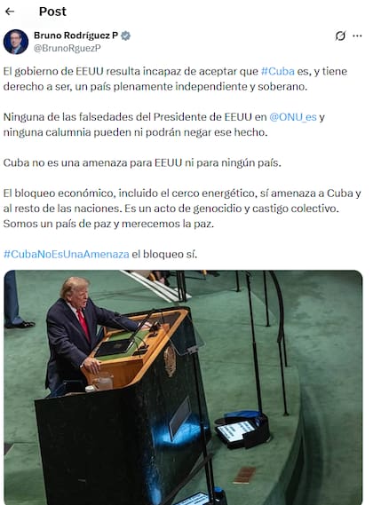 El posteo del canciller cubano, Bruno Rodríguez
