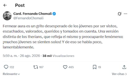 El posteo del cardenal chileno en X
