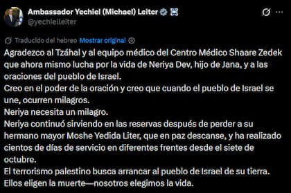 El posteo del embajador Leiter sobre su hijo