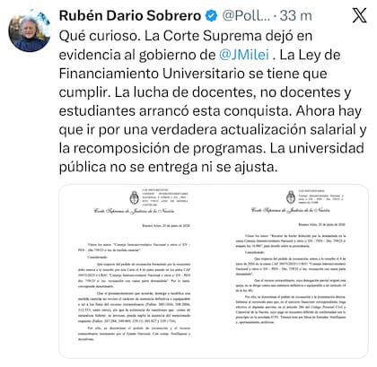 El posteo del 'Pollo' Sobrero