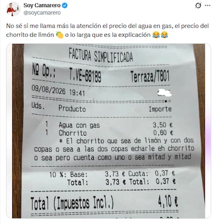 El posteo del usuario sobre el detalle curioso en el ticket