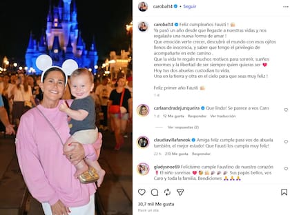 El posteo emotivo de Carolina Baldini por el cumple de Faustino