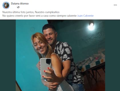 El posteo en redes sociales de la pareja de Juan Calvente