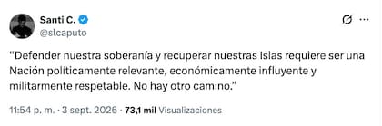 El posteo en X del asesor presidencial Santiago Caputo