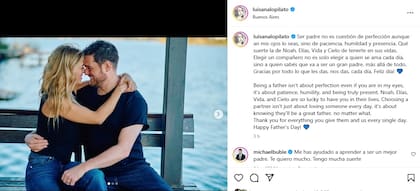 El posteo que Luisana Lopilato le dedicó a Michael Bublé por el Día del Padre (Foto: Instagram @luisanalopilato)