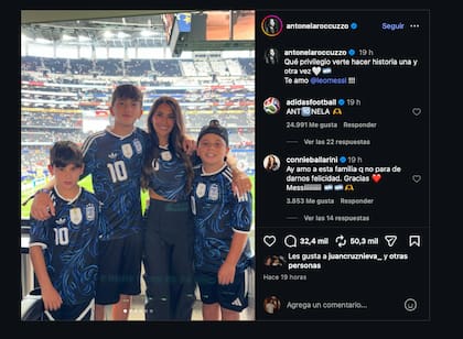 El posteo y mensaje de Antonela en Instagram