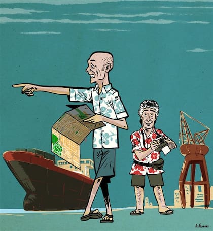 El ministro de Transporte, Guillermo Dietrich, y el subsecretario de Puertos y Vías Navegables, Jorge Metz