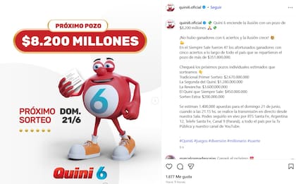El pozo del Quini 6 quedó vacante