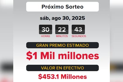 El premio mayor para el próximo sorteo de Powerball ascendió a US$1000 millones