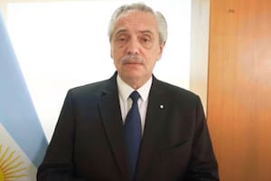 El presidente Alberto Fernández apareció en un video grabado durante el acto encabezado por Cristina Kirchner y Sergio Massa, en aeroparque