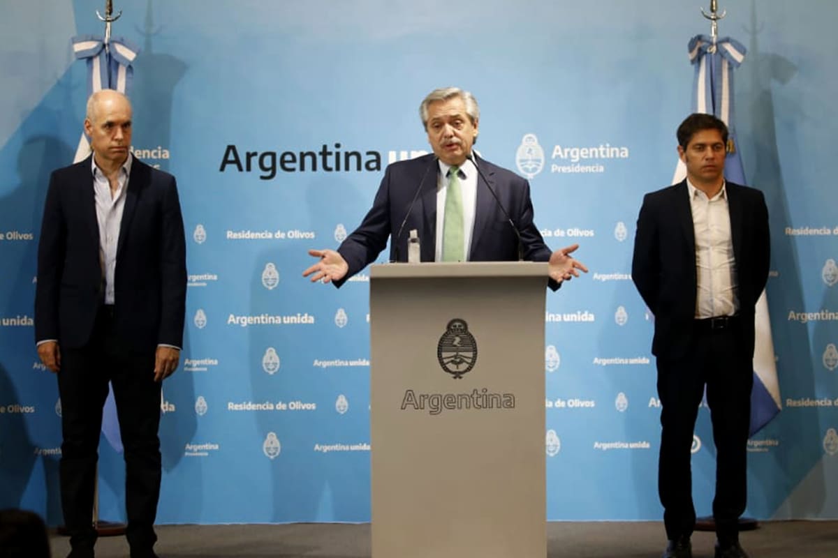El presidente Alberto Fernández durante el anuncio