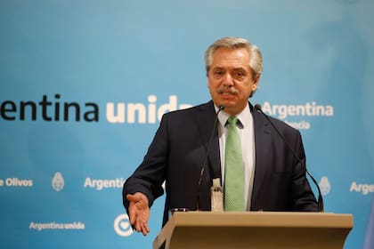 El presidente Alberto Fernández durante el anuncio