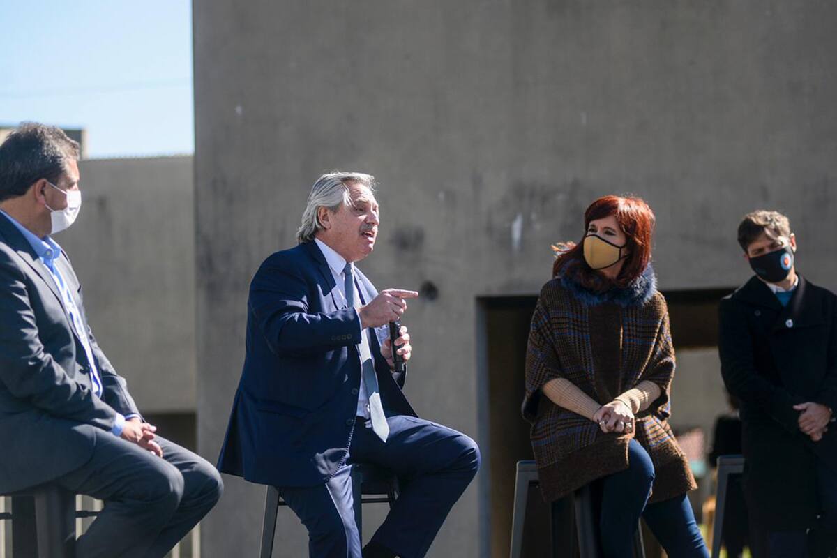 El presidente Alberto Fernández durante el lanzamiento del Programa Reconstruir destinado a finalizar 55.000 viviendas