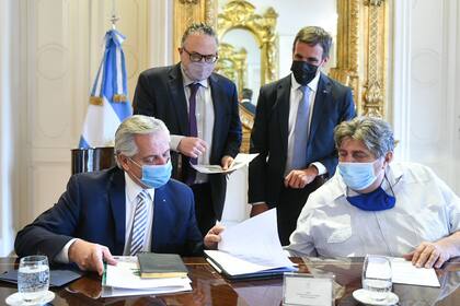 El presidente Alberto Fernández durante la reunión