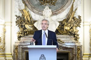 El presidente Alberto Fernández, durante la cadena nacional que realizó el lunes