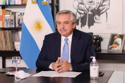 El presidente Alberto Fernández durante los anuncios